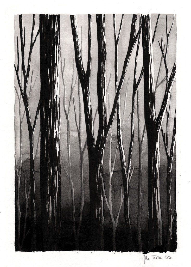 Into the woods, 21x29,7cm, encre, 2020